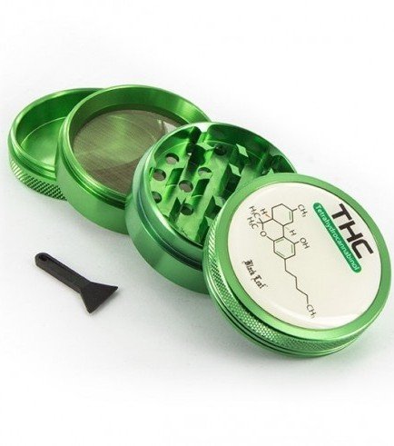 Metal Herb Grinder Black Leaf THC - Zativo