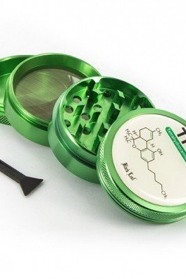 Metal Herb Grinder Black Leaf THC