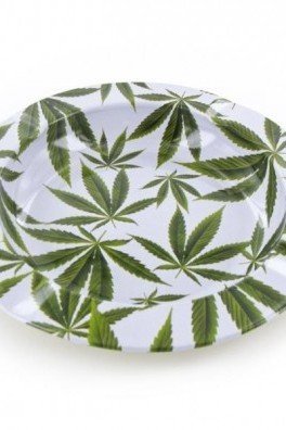 Metal Ashtray Marijuana Leaves